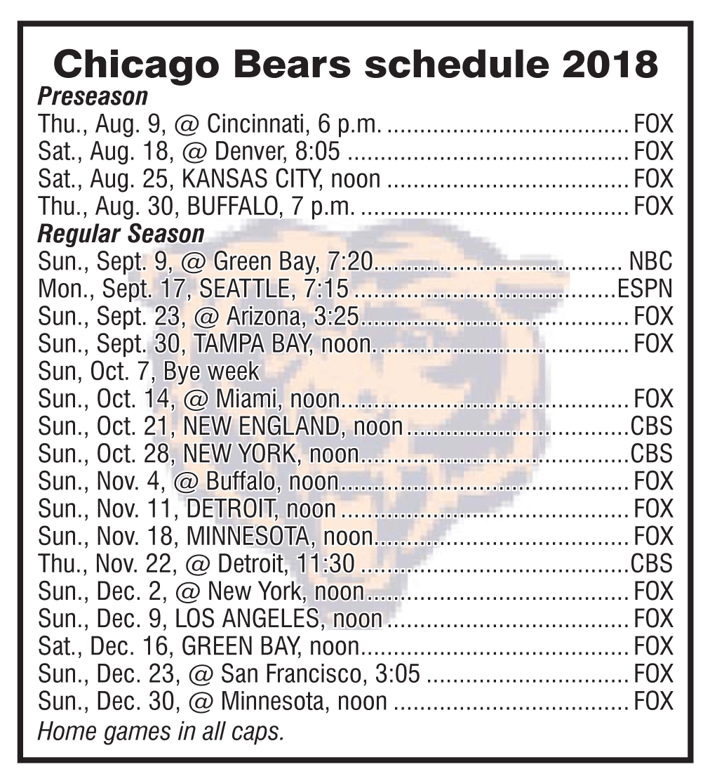chicago bears regular season schedule