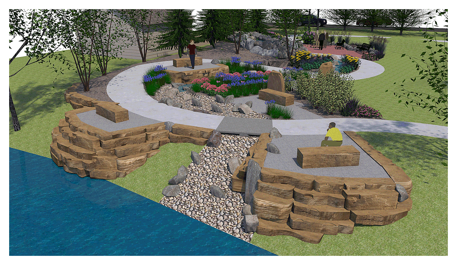 Veterans Serenity Park Announced in Oswego, Ill View from River Rendering