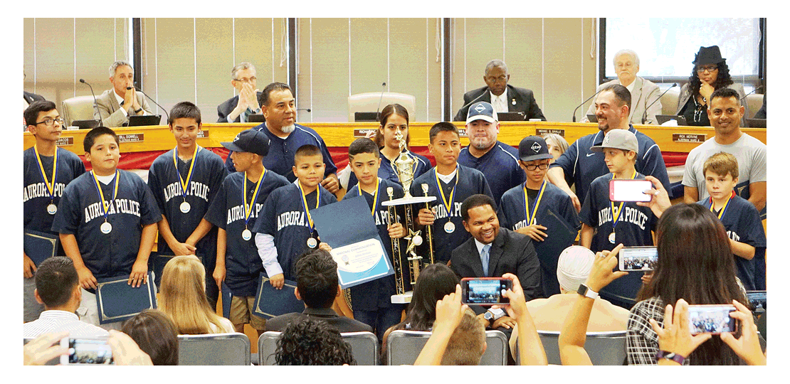 Aurora honors 2018 Boys Baseball of Aurora Aurora Police team