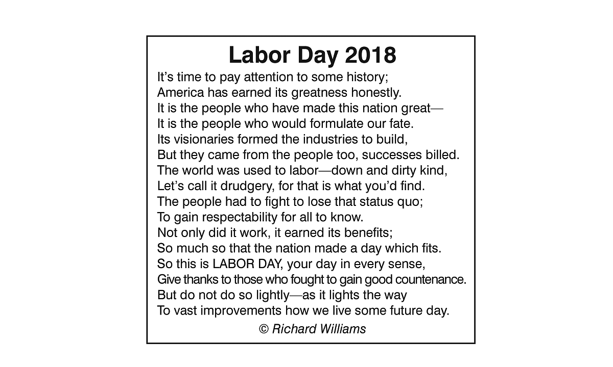 Richard Williams Poem: Labor Day 2018