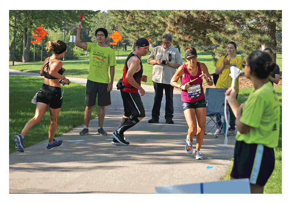 Fox Valley Marathon participants make a southern-most turn in Aurora