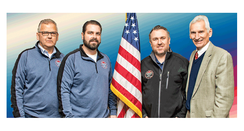 Naperville Responds For Veterans (NRFV) members, from left, Kelly Connell, Dan Jurjovec, Warren Dixon III, and Patrick Bowler, pose for a photo. The organization offers help to veterans in need from donations. John Montesano photo
