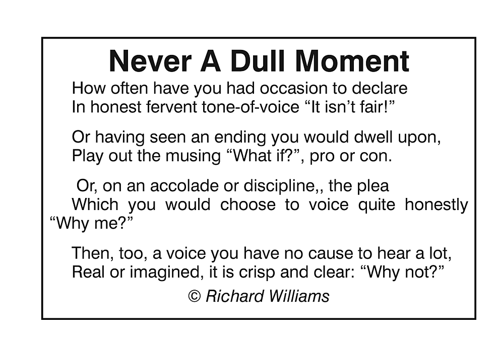 Richard Williams Poem: Never A Dull Moment