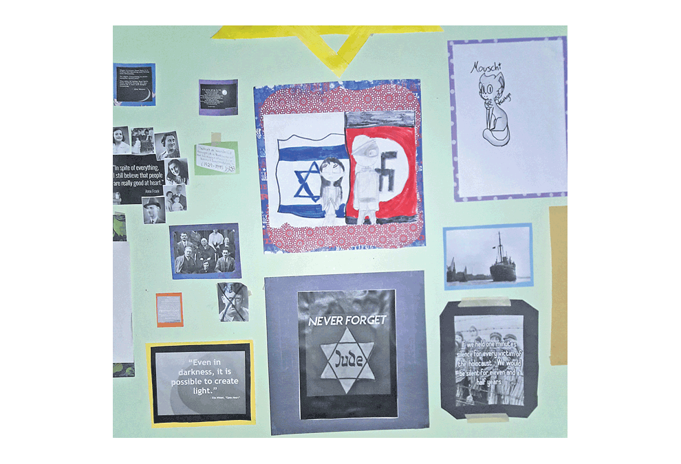 Grace Holistic Center for Education (GHCFE) middle school students’ project includes creating a wall of memorial for Anne Frank’s story and the Holocaust. Danielle Reuterskiold photo