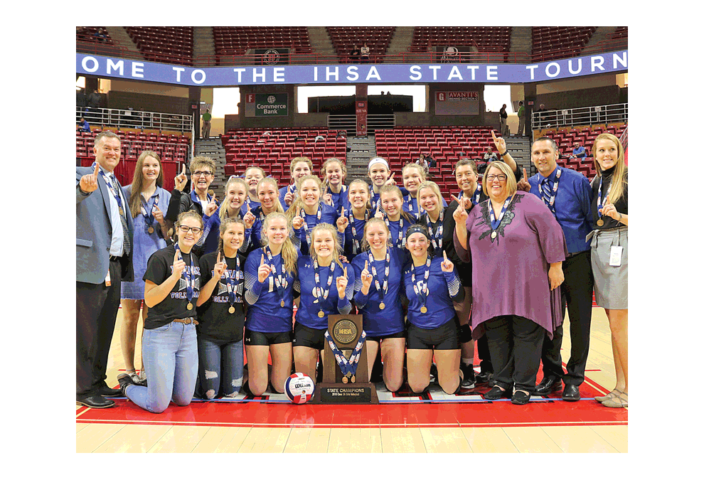 Newark 1A State champion: Newark High School girls volleyball team rolled to Saturday’s Class 1A State championship in Normal. Karin Myre photo