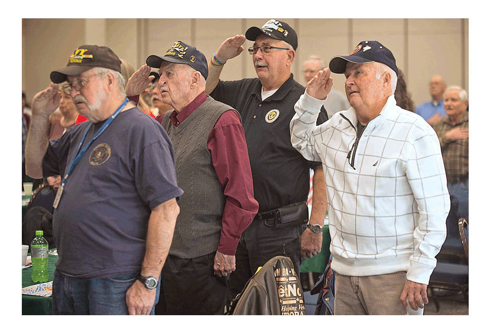 Veterans participate in the special luncheon at the Prisco Center in Aurora Friday. The annual event provides food and entertainment each year. Fox Valley Park District photo