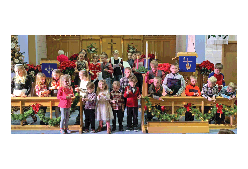 First Lutheran Church of Plano Sunday School children in grades preschool through sixth grade celebrate Christmas at their recent annual holiday program. Students read a modern holiday poem and accompanied the program with traditional Christmas carols and new songs. First Lutheran Church of Plano has Sunday School classes for children age three through high school. Regular Sunday School hours are Sundays from 10:15 a.m. to 11 a.m.. The Candlelight Christmas Eve services will be at 5 p.m. and 11 p.m. Monday, Dec. 24. First Lutheran Church of Plano is at 200 N. Center Street in Plano. First Lutheran Church of Plano photo