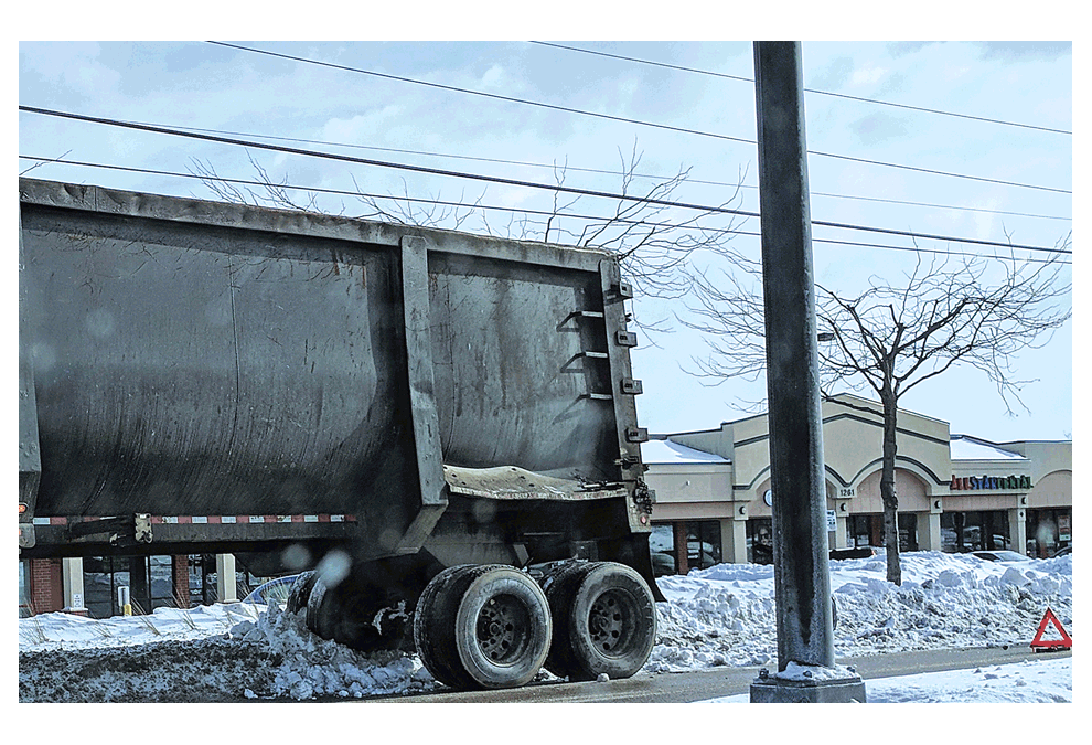 Effects of bad weather: The arctic cold and snow fall this week, following warm temperatures in December 2018, can have a negative effect on travel and transportation means. This truck finds a place on the side of the road recently on Lake Street in Aurora in need of assistance. Frigid temperatures this week ranged into the minus 20 degrees-plus with wind chills close to nearly minus 50 degrees, Weather forecasts for the weekend were for temperatures to be above 45 degrees with rain the help wash away some of the snow. The bad effect will be for more hazardous driving with slush and slippery surfaces. Dustin Krueger/The Voice
