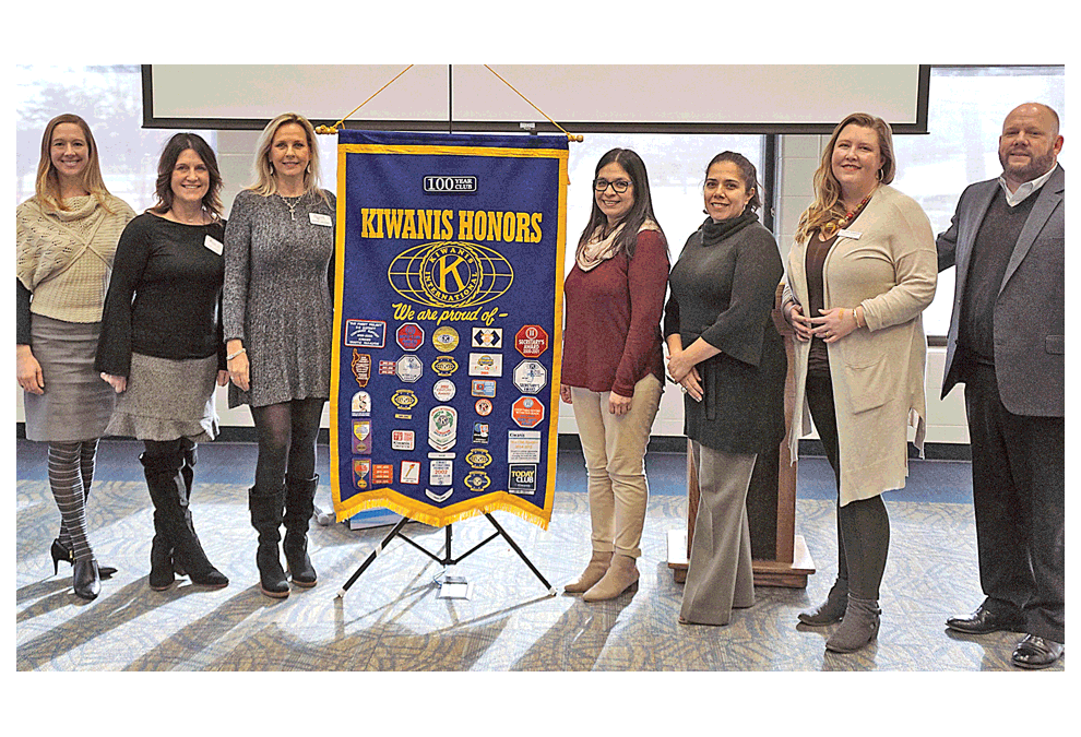 Aurora Kiwanis grants: Representatives from nonprofit organizations pose for a photo at Kiwanis Club of Aurora Tuesday at Prisco Community Center in Aurora. Kiwanis Club introduced the Fall 2018 grant recipients. From left are: Anne Moore, Changing Children’s Worlds Foundation; Amy Daeschler, CASA Kane County; Kathy Malone, Mutual Ground; Christina Campos and Mariana Osoria, Family Focus; Lauren Jernigan, Public Action to Deliver Shelter/Hesed House; Greg Weider, Fox Valley Hands of Hope. Not in photo: Rebuilding Together Aurora. The Club awarded $7,500 in grants. The next grant cycle will be in the Spring. Jason Crane/The Voice