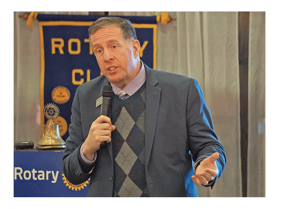 Mark Armstrong, Kane County supervisor of assessments, shares tax tips Monday with the Rotary Club of Aurora at the Roundhouse. Armstrong has been a State-certified general real estate appraiser since 1993, and a certified Illinois assessing officer since 1994. Armstrong recently received the 2018 Marshall Theroux Memorial Award which is the highest assessment award in the State. Armstrong explained and emphasized homeowners use Homestead Exemptions. The exemptions available are: Senior citizen, senior freeze (base year assessment), homestead improvement, returning veterans, veterans with disabilities, persons with disabilities. Jason Crane/The Voice