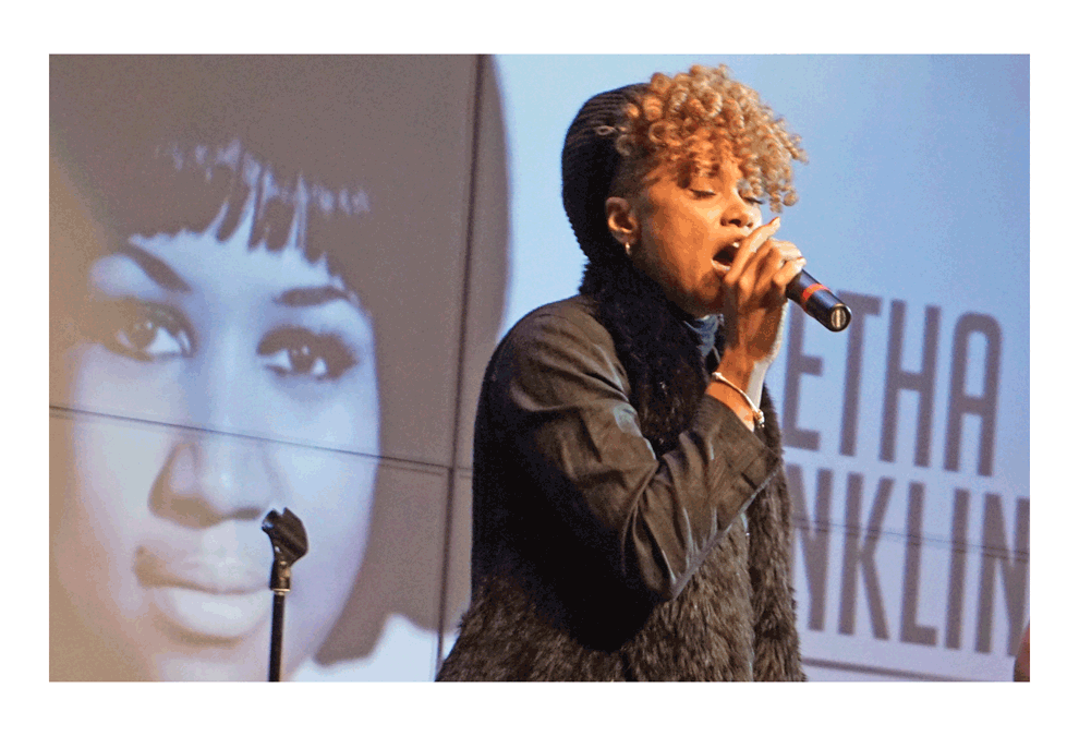 An Aretha Franklin tribute by singer Opal Staples Smith celebrates Black History Month at East Aurora High School Saturday. Carter Crane/The Voice