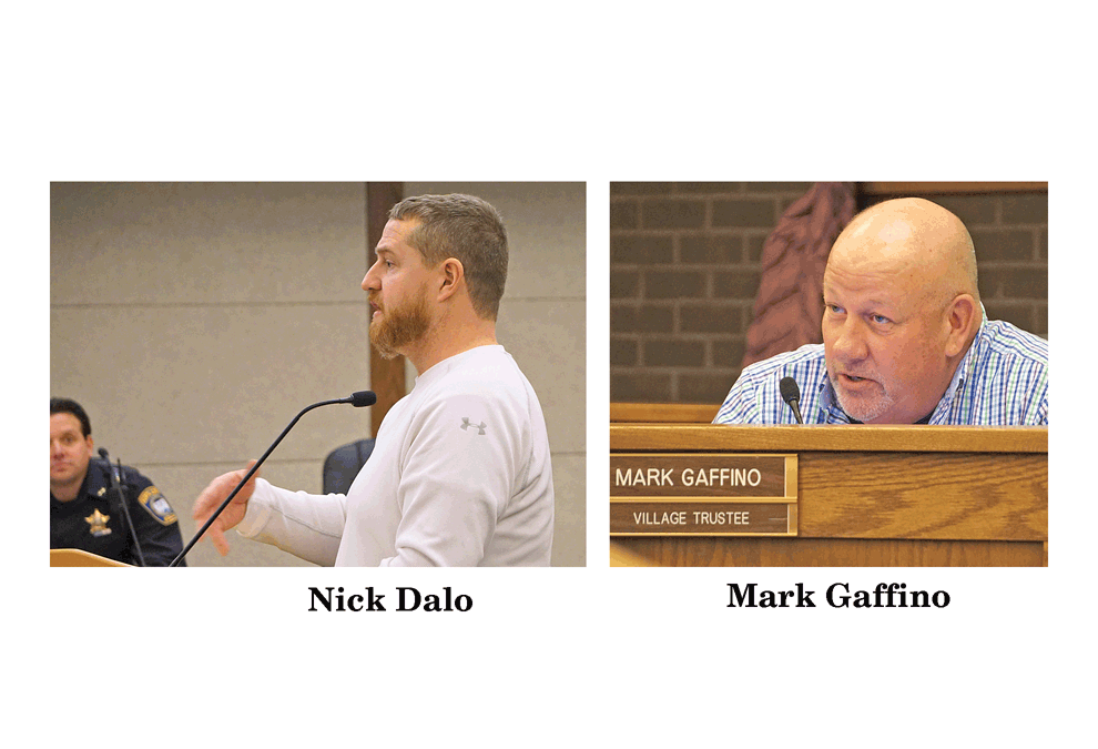 Nick Dalo and Mark Gaffino at the North Aurora Village Board Meeting 2-18-19