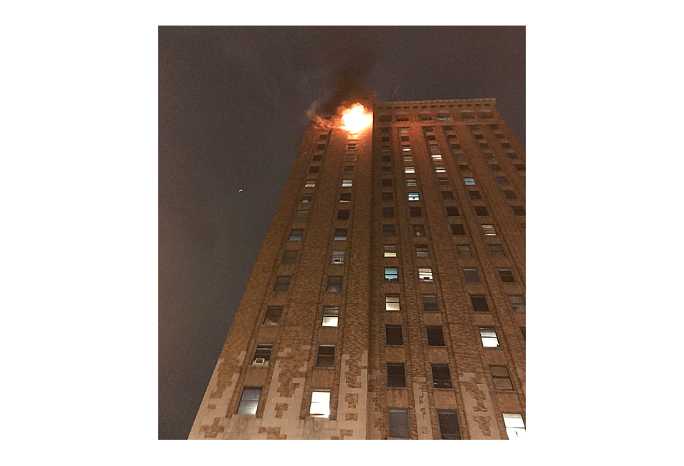 On April 14, 2019 at 8:40 p.m., the Aurora Fire Department responded to 7 S. Stolp in downtown for visual smoke on the 17th floor for a 21-story apartment building. Upon arrival firefighters found heavy fire coming out of a window on the 17th floor. The alarm was upgraded bringing a total of 41 firefighters to the scene. Firefighters made their way to the fire floor to extinguish the fire and assisted multiple occupants down the interior stairs. One occupant was treated and transported to an area hospital with minor smoke inhalation. It took approximately 20 minutes to extinguish the fire, however units remained on the scene for three hours. The apartment where the fire occurred was deemed uninhabitable displacing one occupant, however all other units in the building were unaffected. The estimated total dollar loss is $100,000 and the cause of the fire is under investigation. There were no injuries to firefighters. If you have any further questions please contact: Battalion Chief Jim Rhodes Director of Training Public Information Officer Aurora Fire Department
