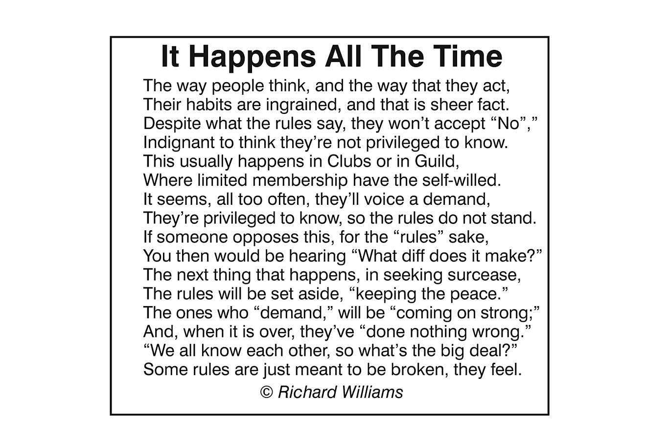Richard Williams Poem: It Happens All The Time