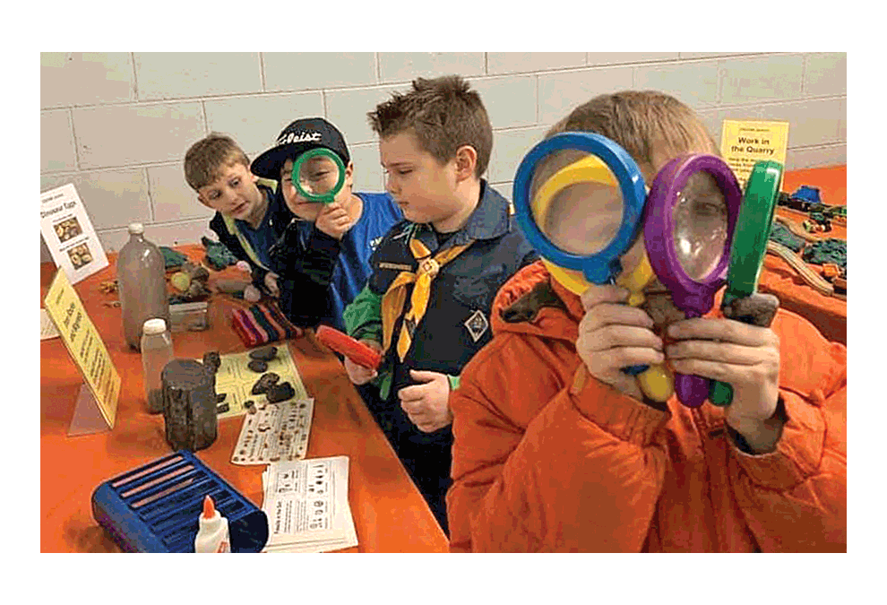Yorkville Pack 350 Wolf Den 2 Cub Scouts view the Esconi Gem, Mineral & Fossil Show at the DuPage County Fairgrounds in March. The Scouts had a blast learning, exploring, and cracking their own geodes. To learn more about joining Pack 350 visit yorkville350.mypack.us. Submitted photo