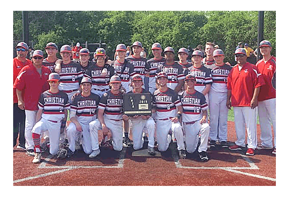 Aurora Christian High School's baseball team poses after capturing the Lisle Sectional baseball tournament