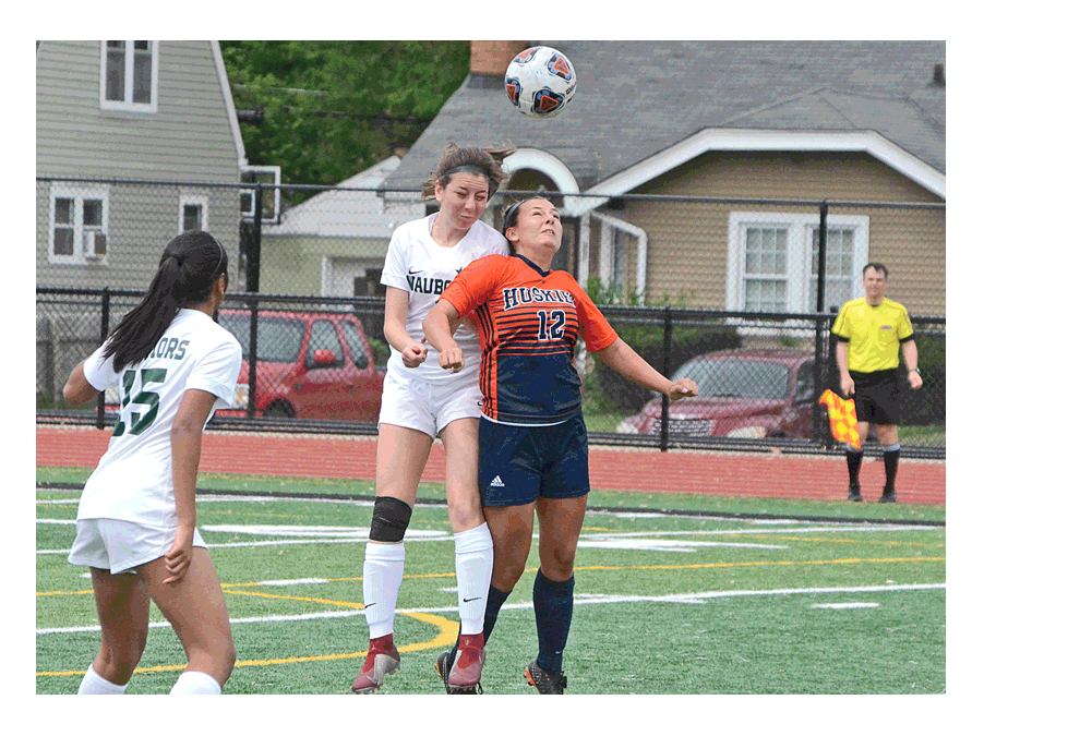 Naperville North High School's Taylor Klaiber, 12, hits a head shot in Sectional Championship