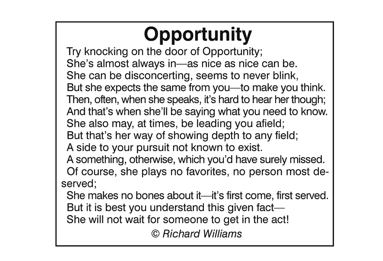Richard Williams Poem: Opportunity