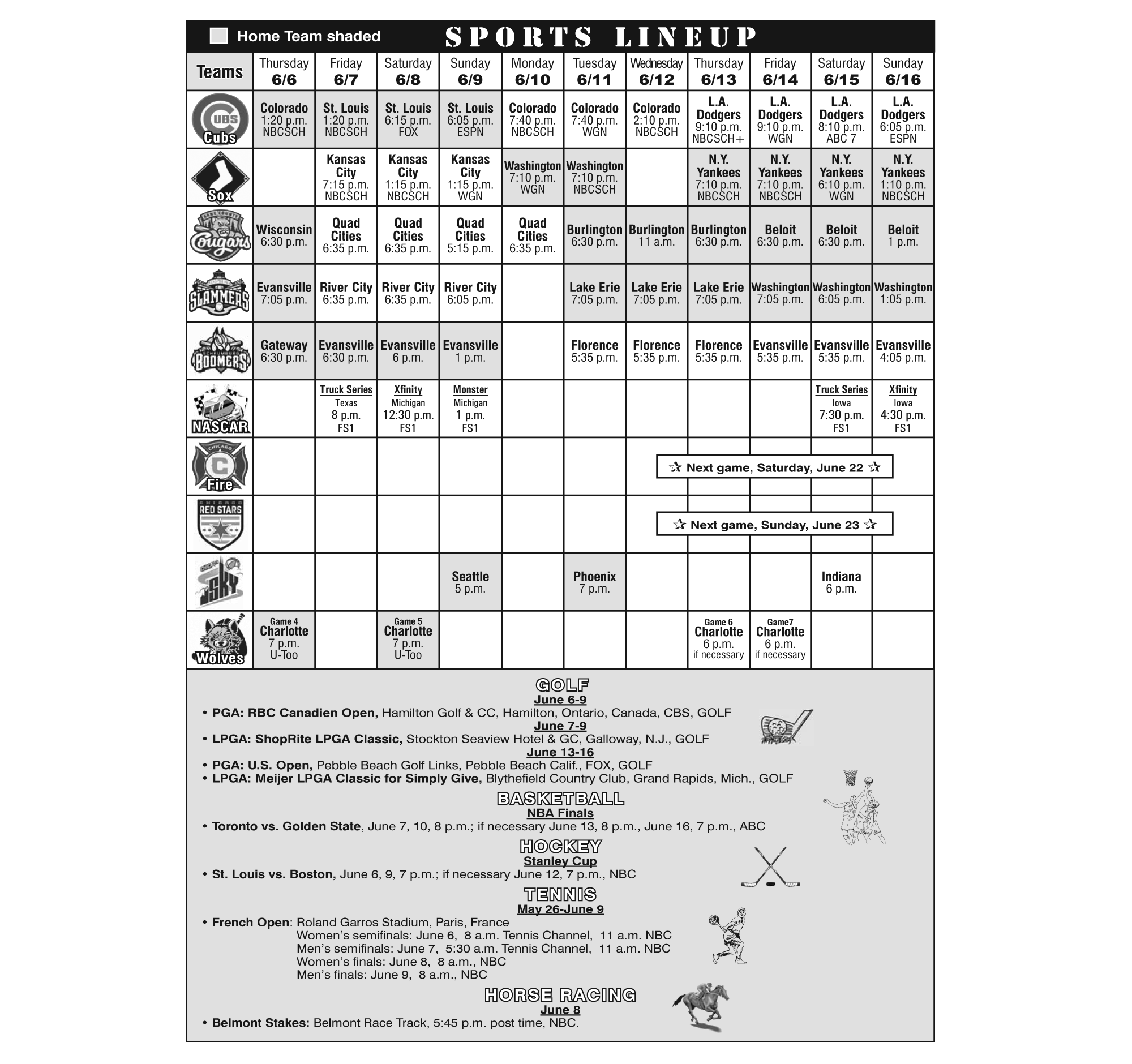 Sports Lineup 6-6-19