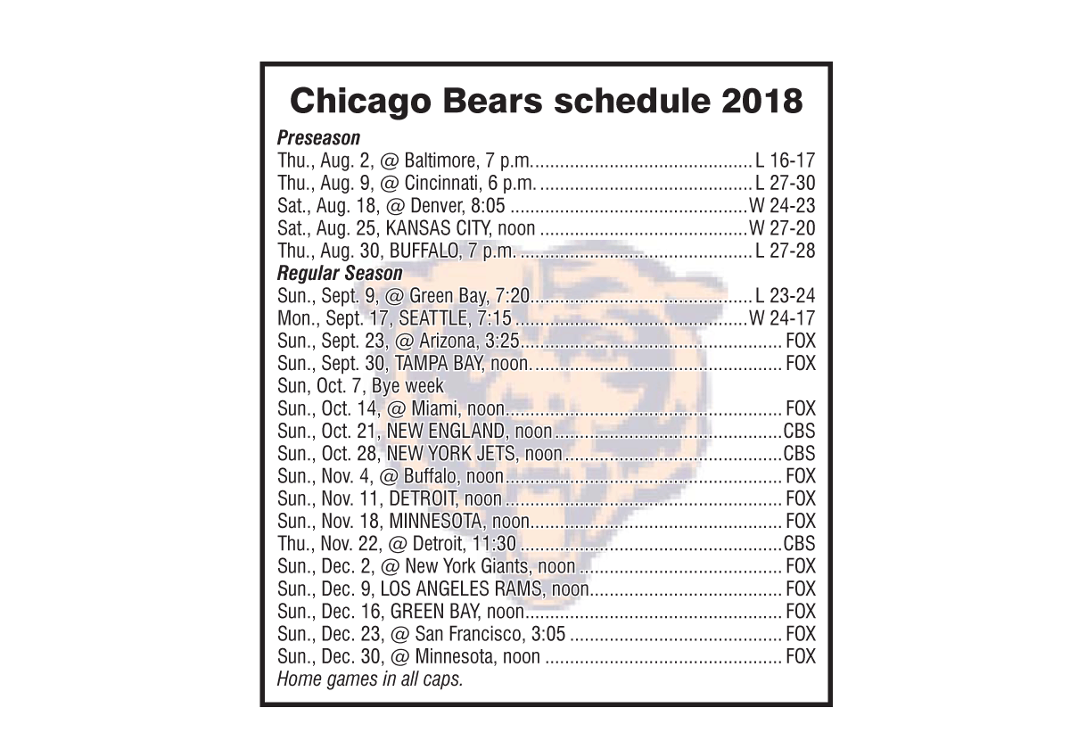 chicago bears schedule