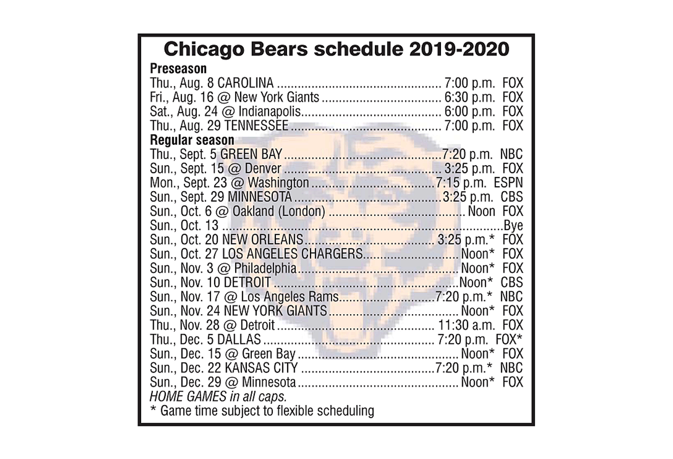 Chicago Bears Schedule 2021 Printable Guadalupe Sims News