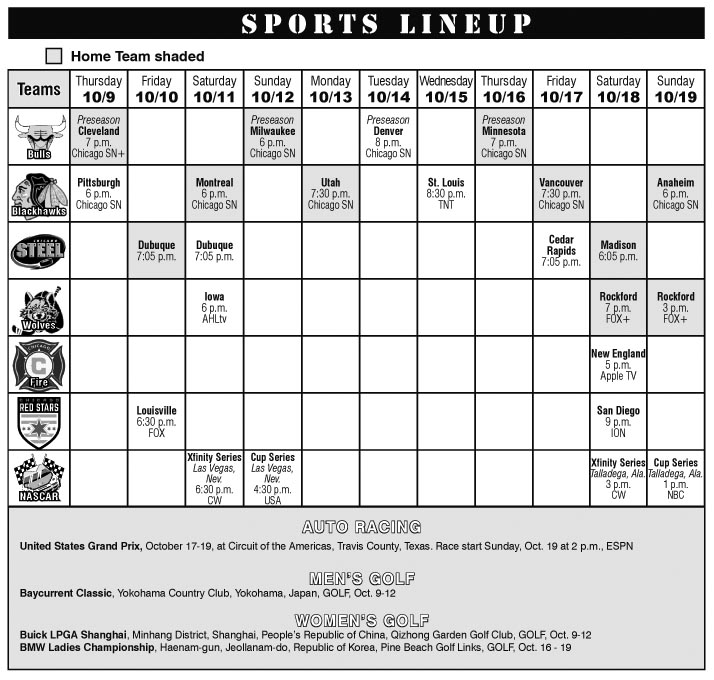 Sports Lineup October 9 through October 19 – The Voice